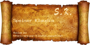 Speiser Klaudia névjegykártya